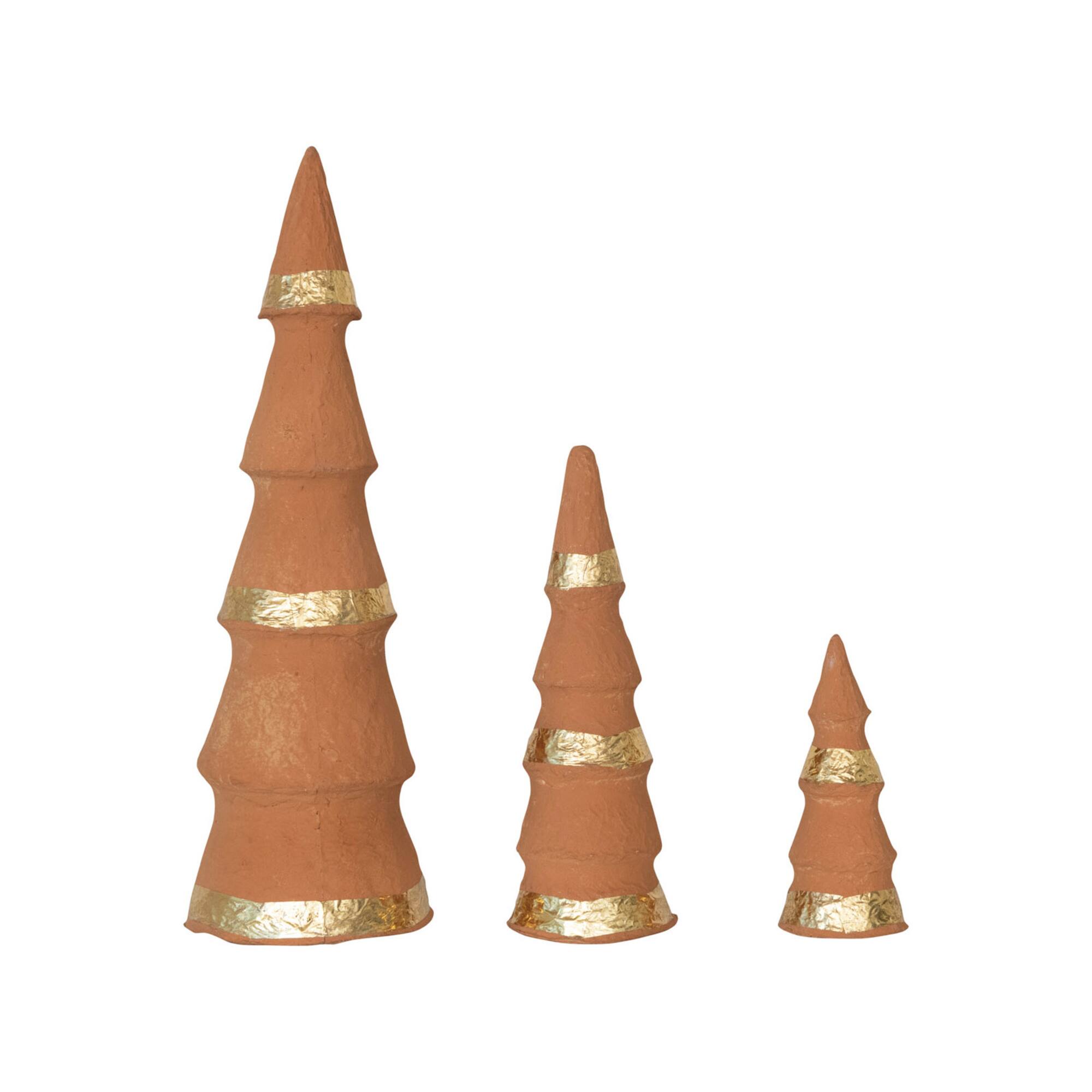 Hello Honey® Terracotta Handmade Paper Mache Tree with Gold Foil Set